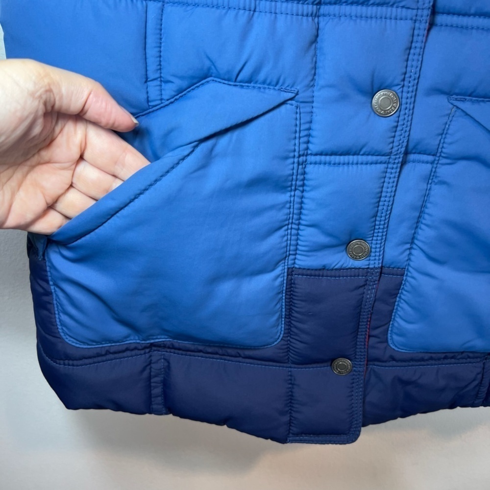 Roxy Quilted Puffer Vest Red Blue Colorblock 70s Retro Lined Cozy Outdoor Medium - Picture 9 of 11